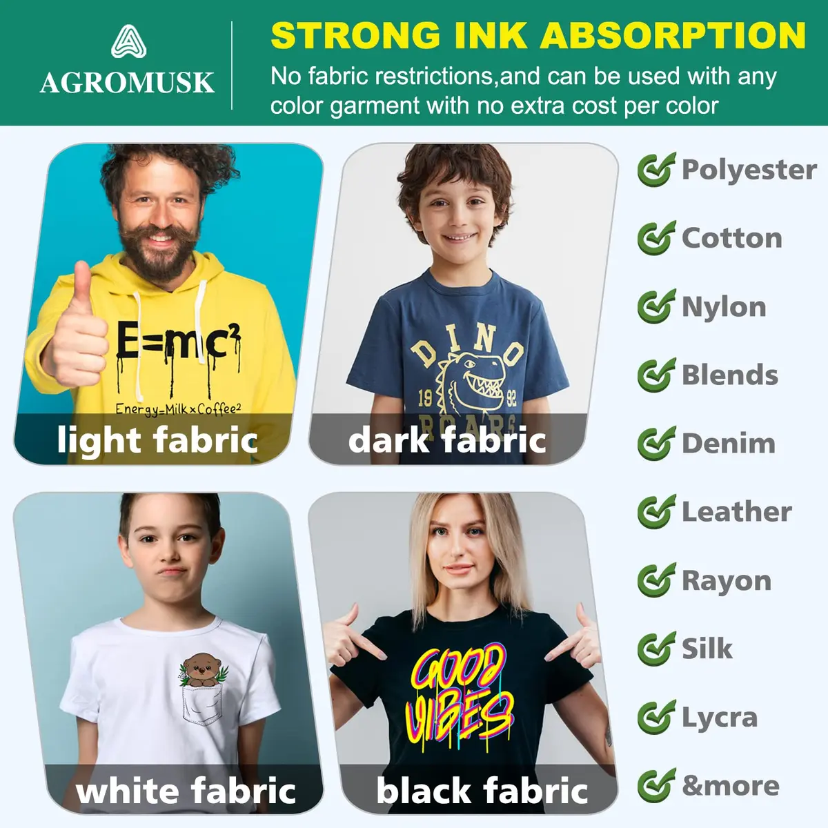 Agromusk DTF Transfer Film 8.3" x 11.7" | Easy Fabric Printing (70-120 chars) - view 2