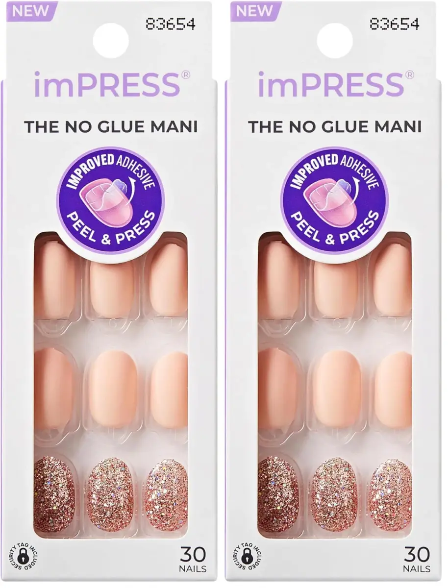imPRESS Evanesce Short Oval Press-On Nails (2-Pack, 60 Nails Total) | PureFit Technology for Damage-Free Application - main product image