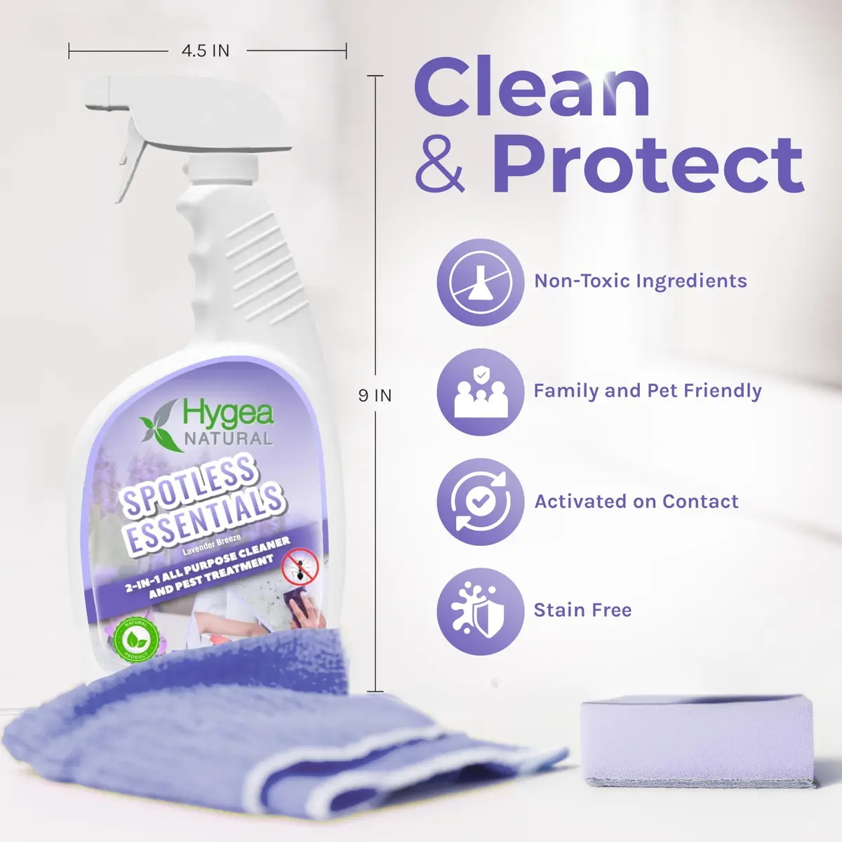 Hygea Natural Spotless Essentials Bed Bug/Lice/Mite Spray/Cleaner 24 Fl Oz | Natural Pest & Surface Cleaner - view 4
