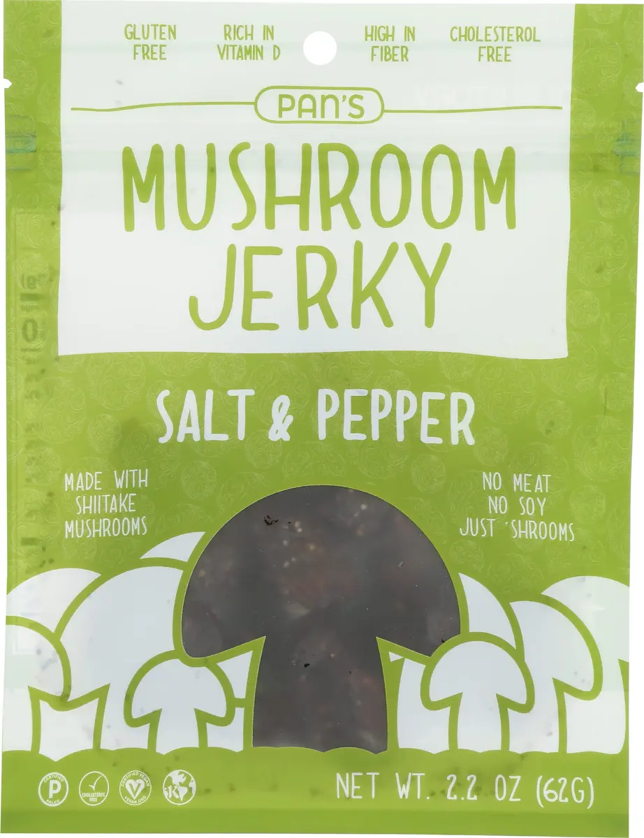 Pan's Mushroom Salt and Pepper Flavor Dried Mushrooms Shitake Jerky 2.2 oz (Pack of 6) | Gluten & Soy Free - main product image