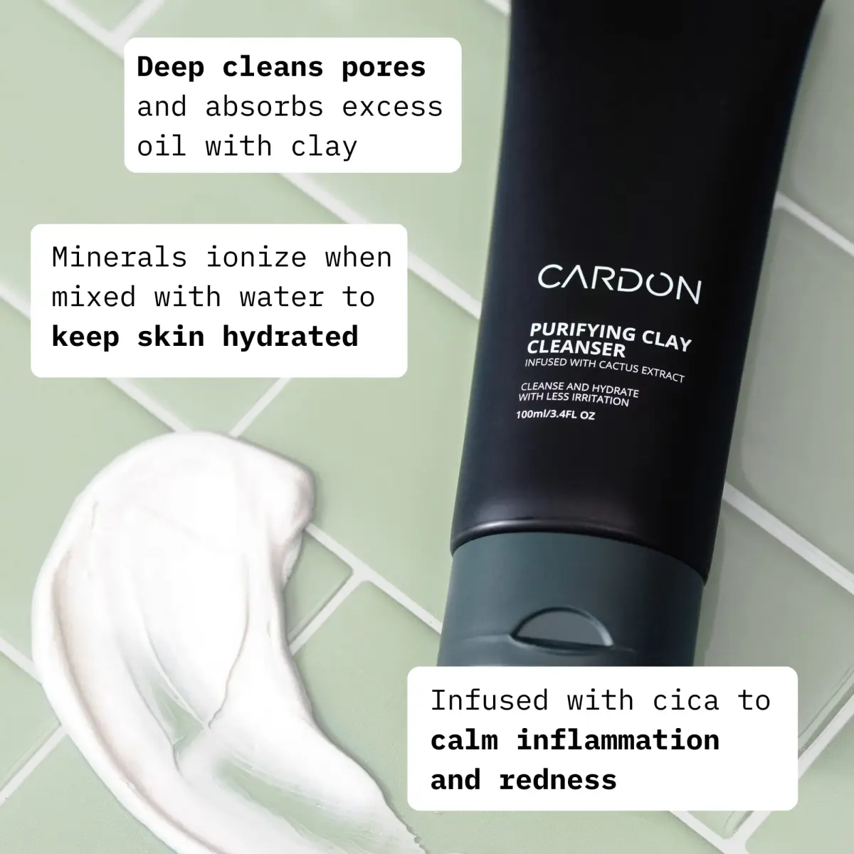 Cardon Deep Pore Cleaning Clay Face Wash 10.2 fl oz (3.4 Fl Oz Each) | Korean Premium Skincare for Oily, Acne-Prone Skin - view 2
