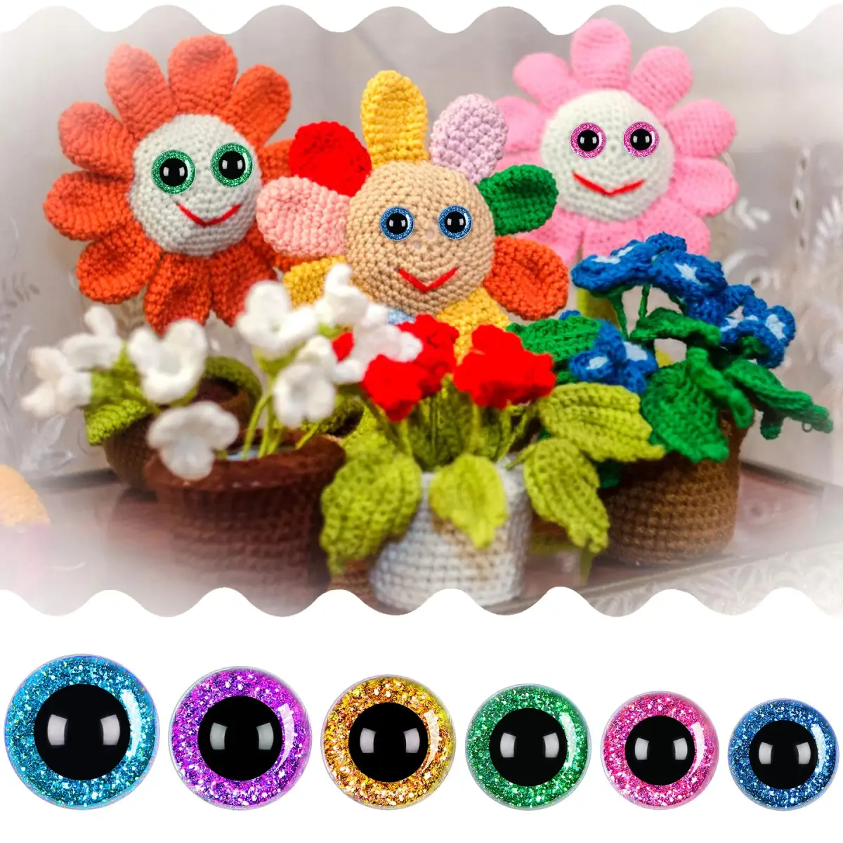 UPINS 180 Pcs Large Colored Safety Eyes and Noses with Washers | 10-20mm Eyes, 9-14mm Noses - view 6