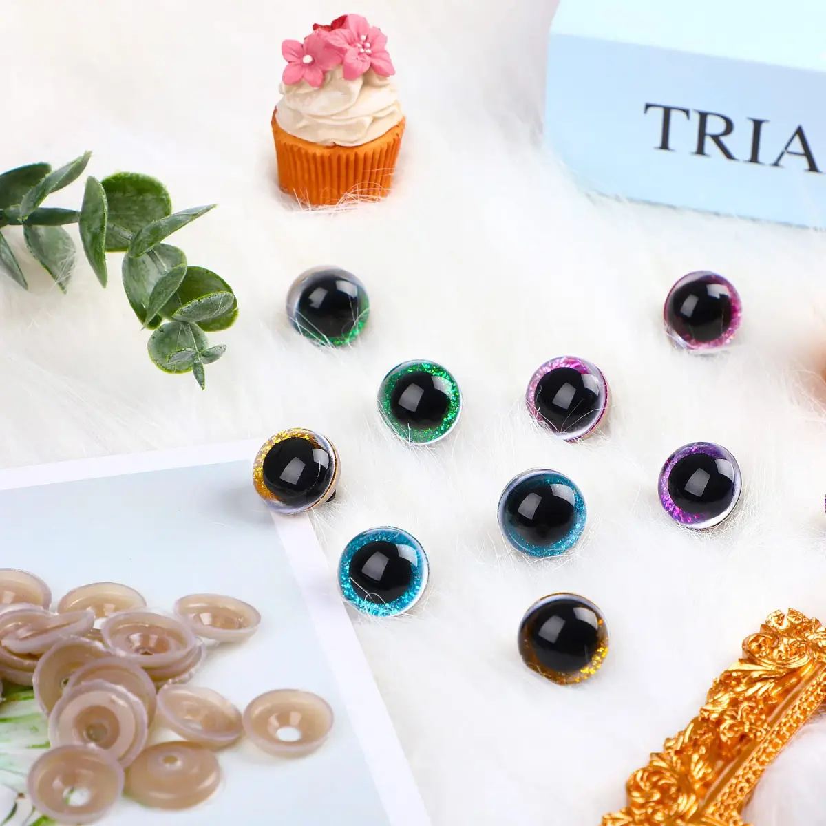 UPINS 180 Pcs Large Colored Safety Eyes and Noses with Washers | 10-20mm Eyes, 9-14mm Noses - view 3