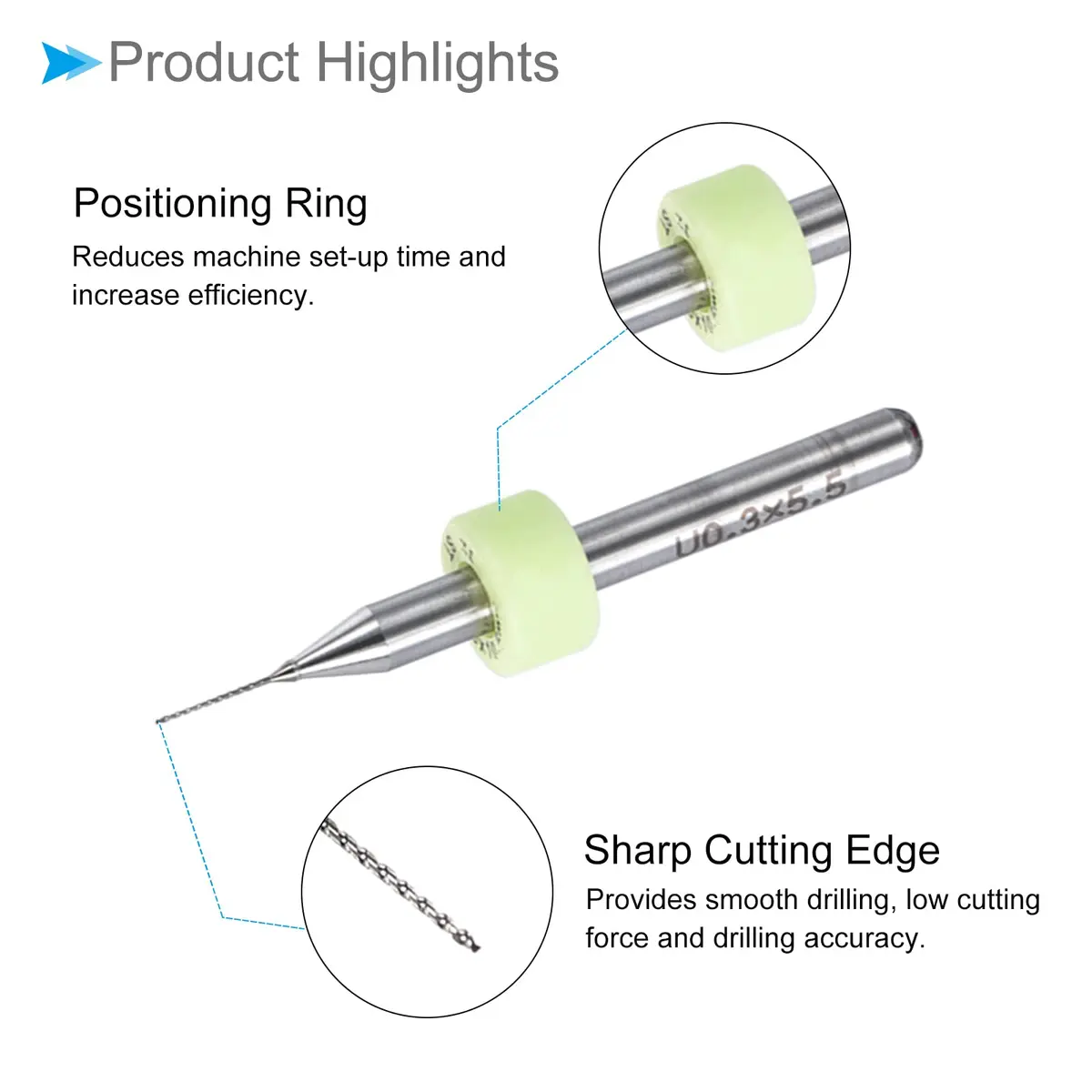 CoCud 0.3mm Micro PCB Drill Bits 38mm (1.5") Length, 1/8" Shank, Tungsten Carbide Twist Drill Bits for CNC & Electronics, 20-Piece Set - view 5