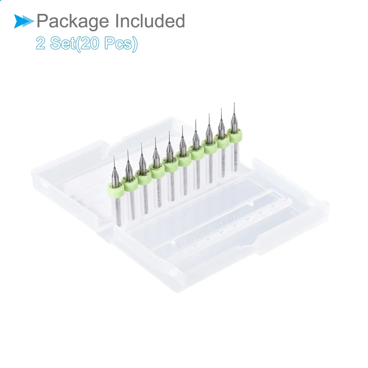 CoCud 0.3mm Micro PCB Drill Bits 38mm (1.5") Length, 1/8" Shank, Tungsten Carbide Twist Drill Bits for CNC & Electronics, 20-Piece Set - view 6