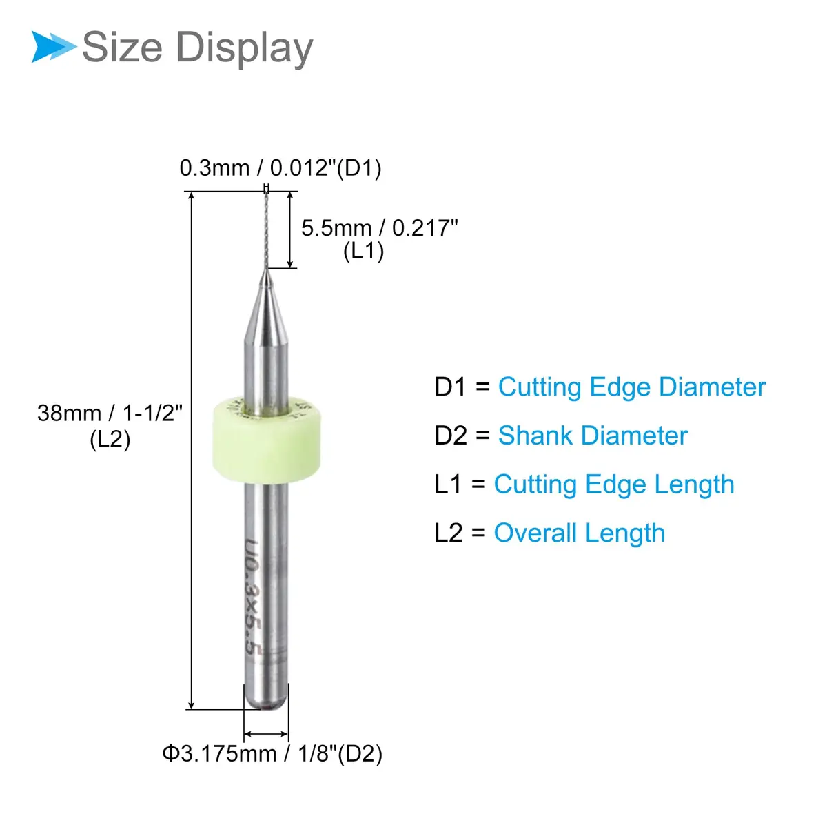CoCud 0.3mm Micro PCB Drill Bits 38mm (1.5") Length, 1/8" Shank, Tungsten Carbide Twist Drill Bits for CNC & Electronics, 20-Piece Set - view 2