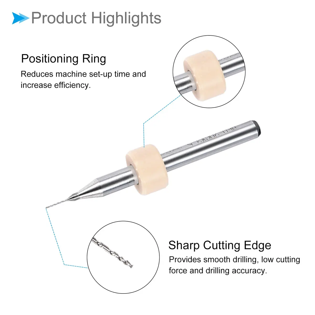 CoCud 0.2mm Micro PCB Drill Bits 38mm (1.5") Length, 1/8" (3.175mm) Shank, 20-Piece Set | Tungsten Carbide for CNC & Engraving - view 5