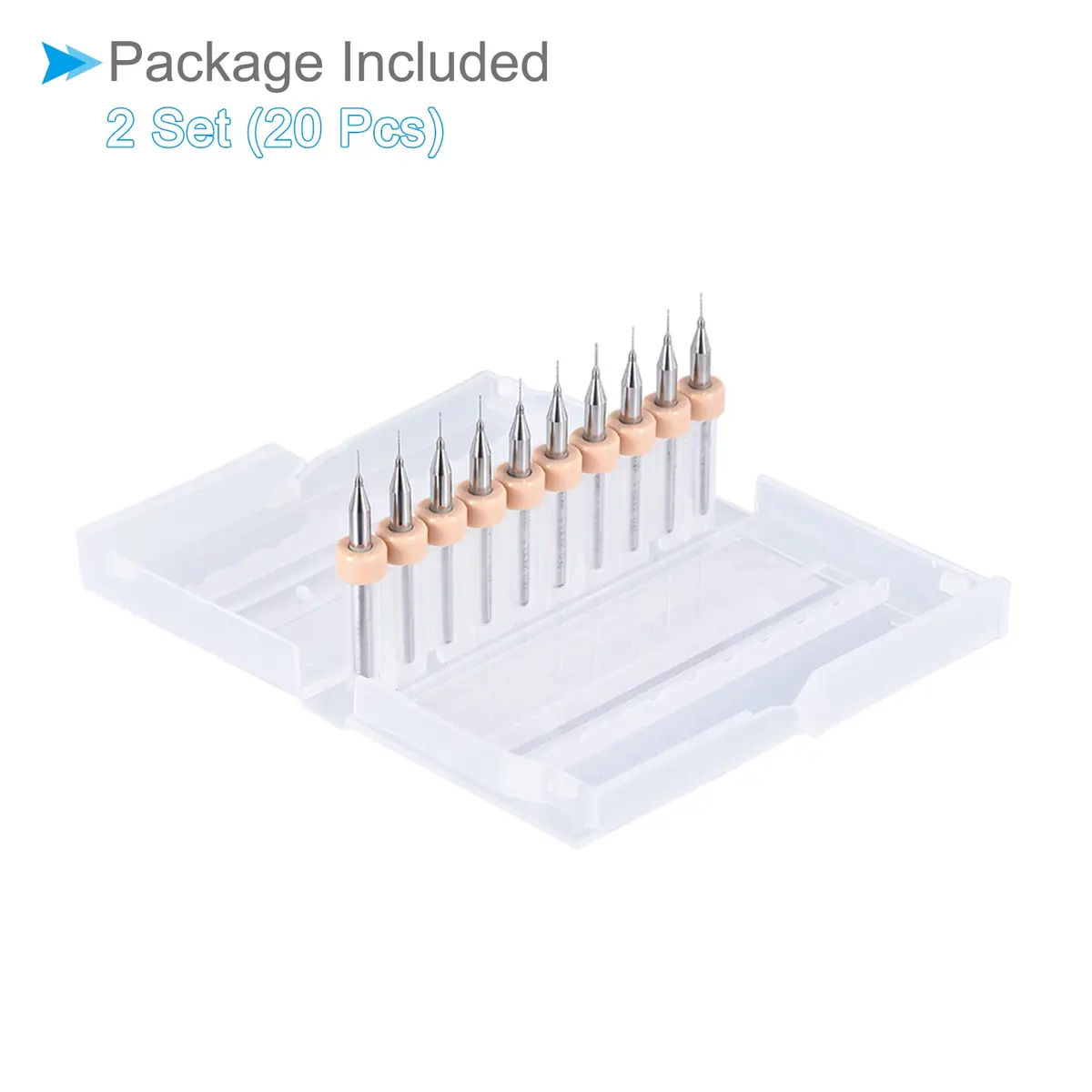 CoCud 0.2mm Micro PCB Drill Bits 38mm (1.5") Length, 1/8" (3.175mm) Shank, 20-Piece Set | Tungsten Carbide for CNC & Engraving - view 6