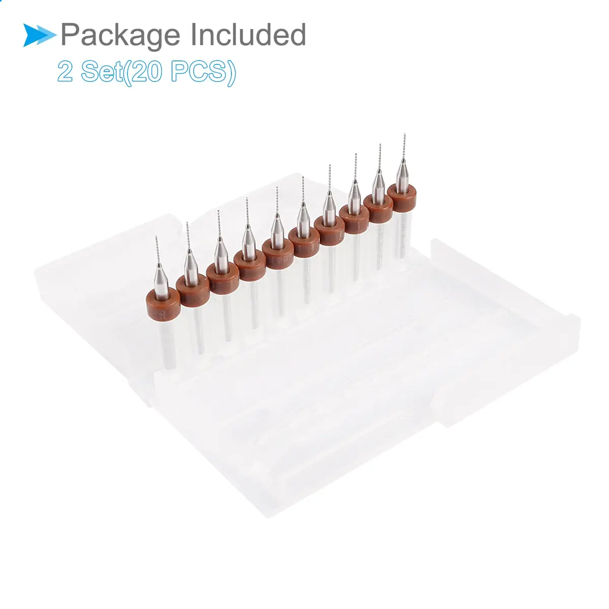 CoCud Micro PCB Drill Bits 0.5mm Cutting Edge 38mm Length | 20-Piece Set with 1/8" Shank - view 6