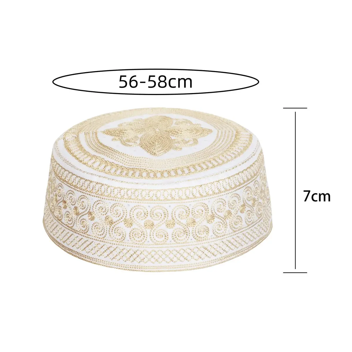 Ibluelover Men Muslim Prayer Kufi Hat Breathable Embroidery Kofia Topi Sunhat Islam Kufi Headware Praying Beanie Yellow | Breathable, Embroidered, One Size - view 5
