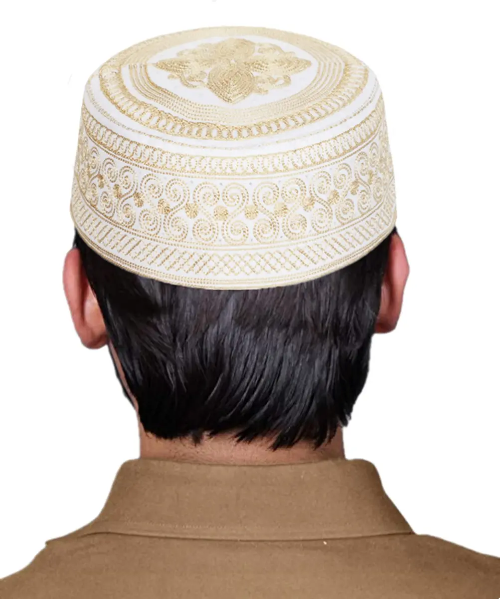 Ibluelover Men Muslim Prayer Kufi Hat Breathable Embroidery Kofia Topi Sunhat Islam Kufi Headware Praying Beanie Yellow | Breathable, Embroidered, One Size - view 2