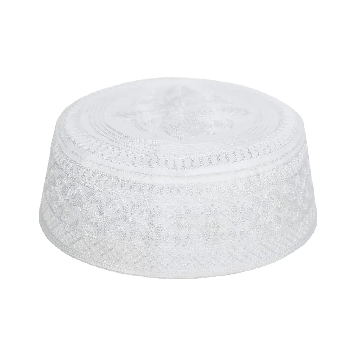 Ibluelover Men Muslim Prayer Kufi Hat Breathable Embroidery Kofia Topi Sunhat Islam Kufi Headware Praying Beanie White | Breathable, Embroidered, One Size - main product image
