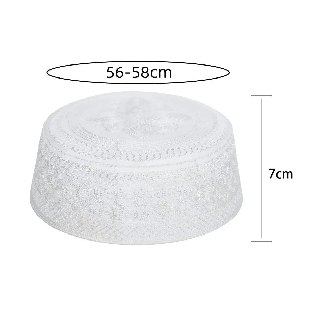 Ibluelover Men Muslim Prayer Kufi Hat Breathable Embroidery Kofia Topi Sunhat Islam Kufi Headware Praying Beanie White | Breathable, Embroidered, One Size - view 5