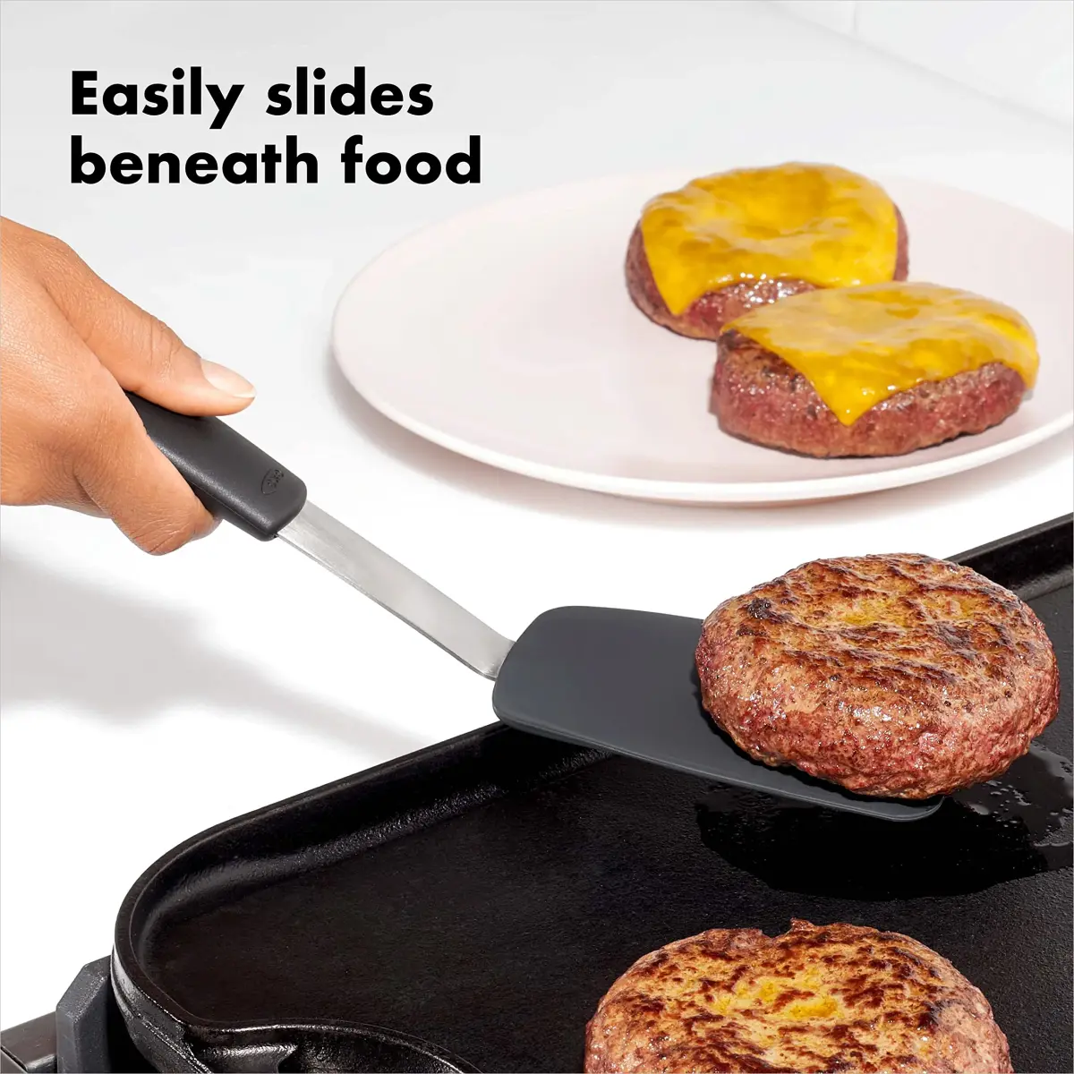 OXO Good Grips Small Silicone Flexible Turner & Omelet Turner Set, Black | Heat-Resistant Up to 450ºF - view 7