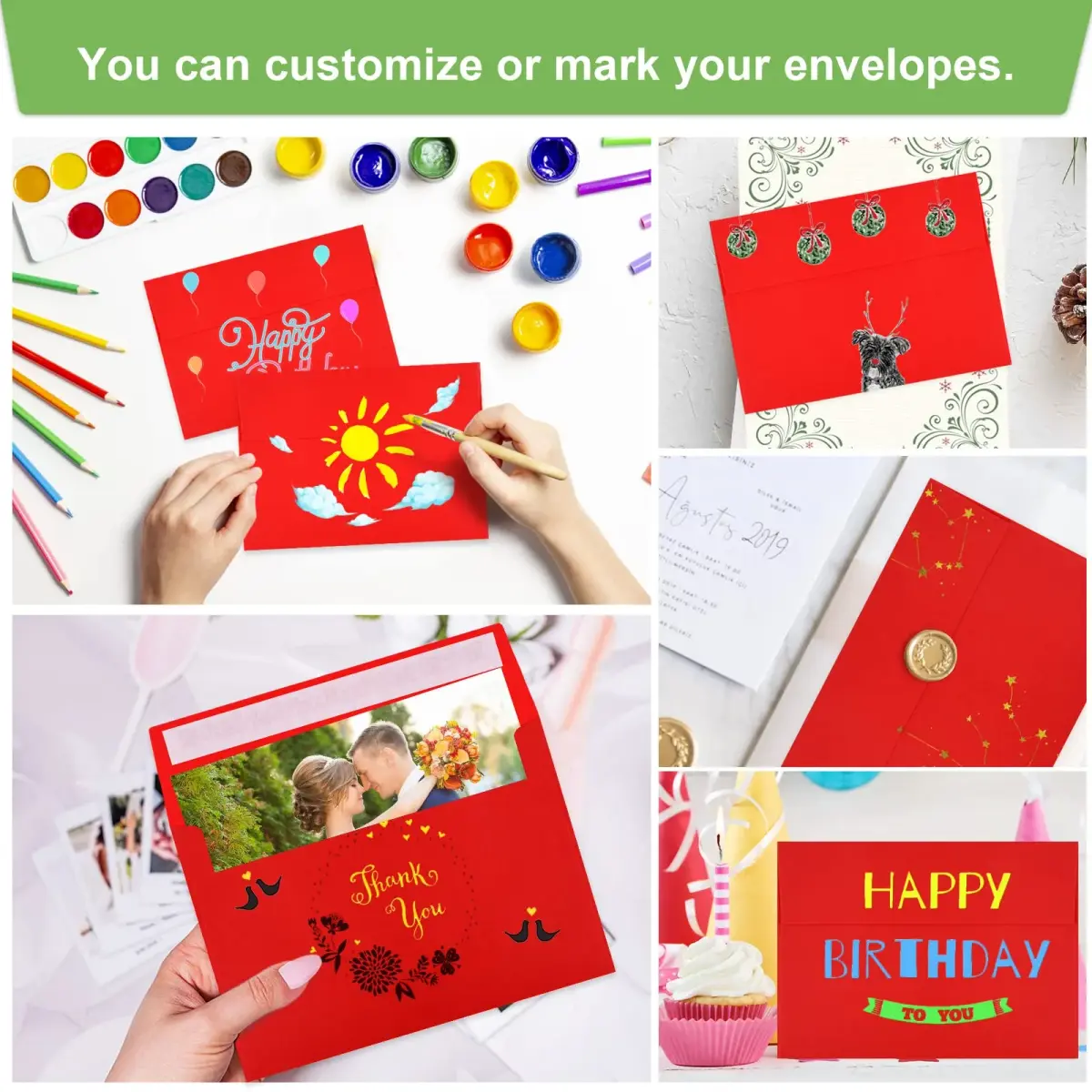 Joyberg Red A4 Envelope 10.8 x 16 cm (4.25 x 6.25 inches) | Self-Seal for Invitations & Photos - view 5
