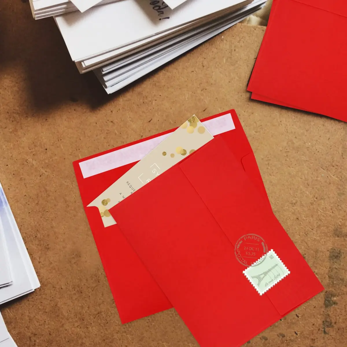 Joyberg Red A4 Envelope 10.8 x 16 cm (4.25 x 6.25 inches) | Self-Seal for Invitations & Photos - view 6