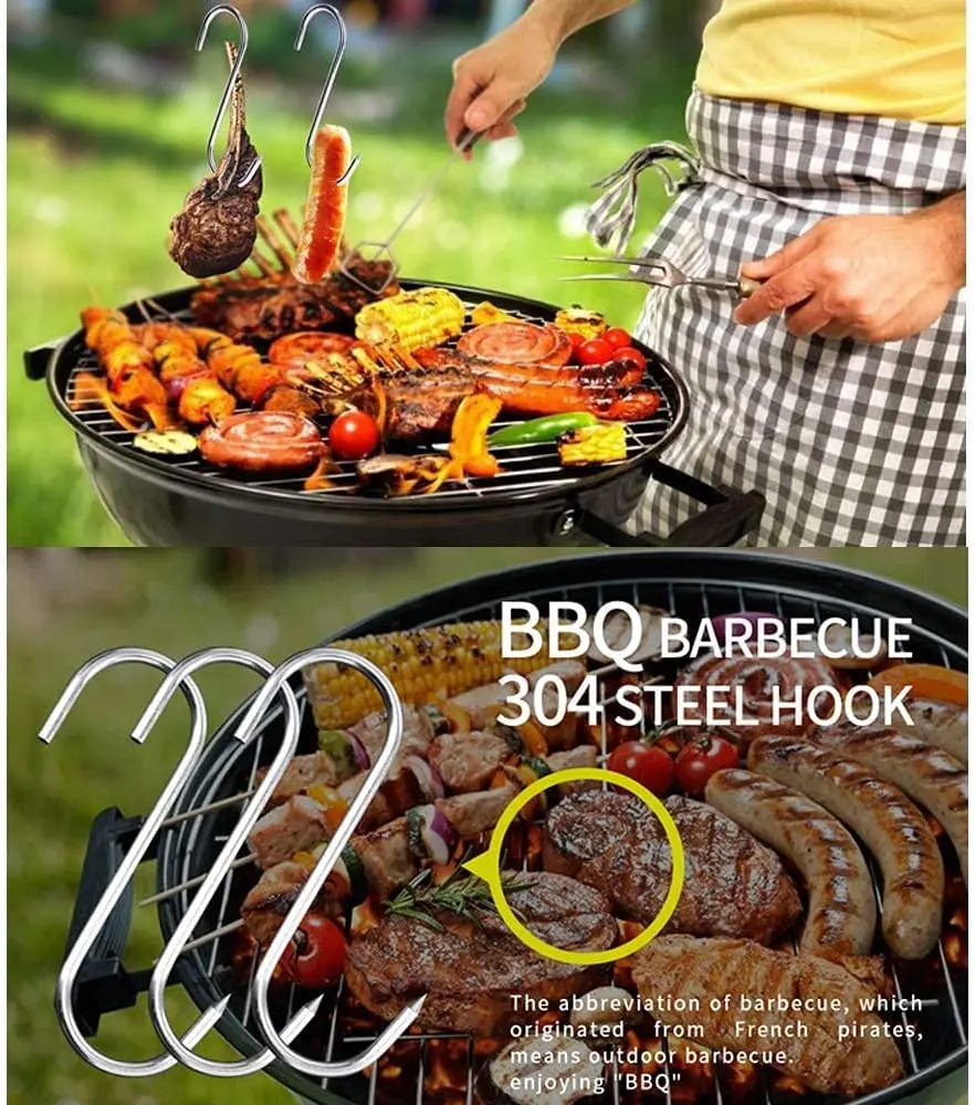 GERUSEA 304 Stainless Steel Meat Hooks 13cm (5.12in) - Pack of 20 | Heavy Duty Butcher Hooks for Smoking, Drying, BBQ - view 4
