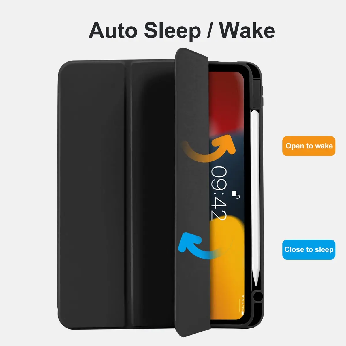 MYGROO iPad Air 11 inch Case 2024/2025/2026 | Slim, Auto Wake/Sleep, Pencil Holder, Black - view 6