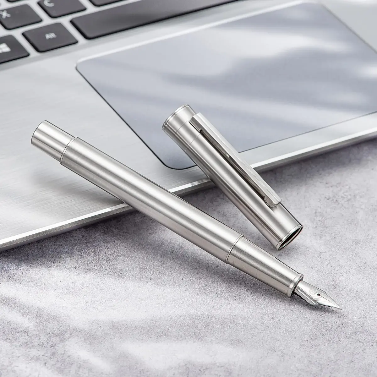 Hongdian 1861 Stainless Steel Fountain Pen Medium Nib 13.6cm (5.35in) | Smooth Writing Tool for Professionals - view 4