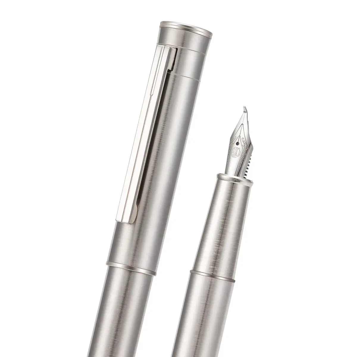 Asvine Hongdian 1861 Stainless Steel Fountain Pen Bent Nib with Converter & Metal Pen Case Set | Smooth Writing - main product image