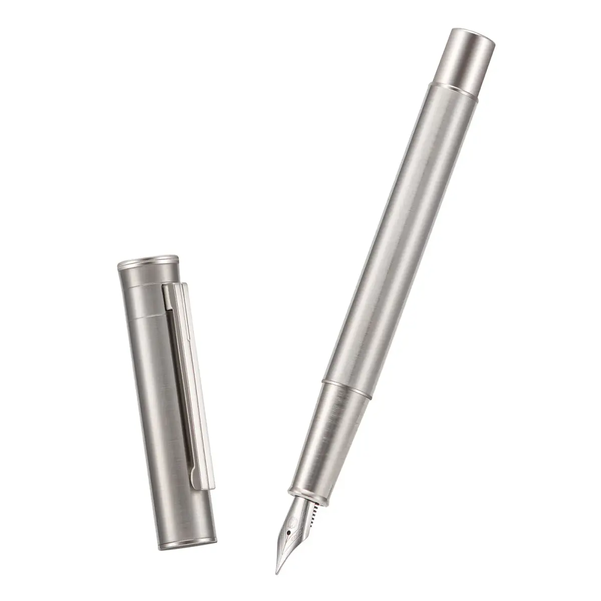 Asvine Hongdian 1861 Stainless Steel Fountain Pen Bent Nib with Converter & Metal Pen Case Set | Smooth Writing - view 2