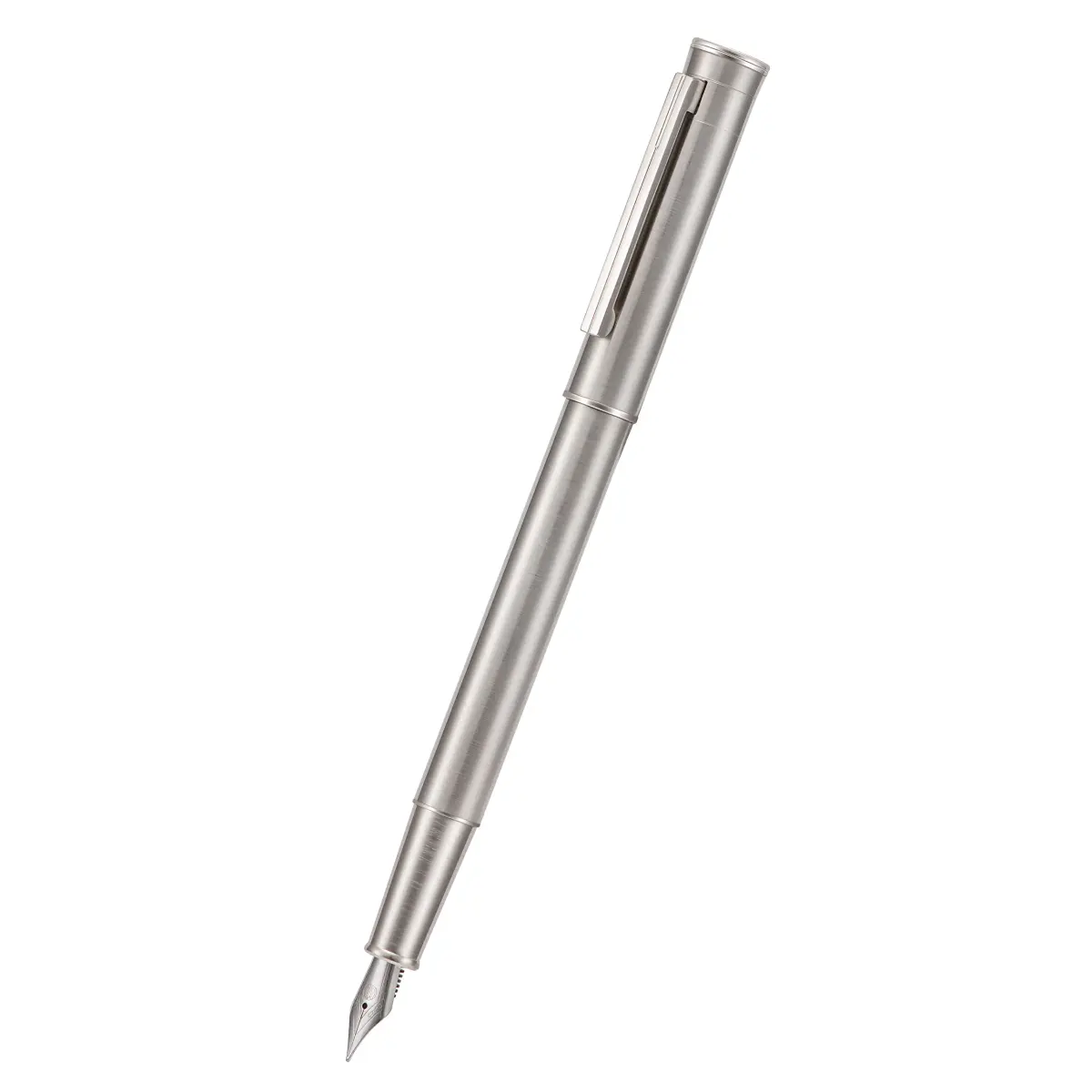 Asvine Hongdian 1861 Stainless Steel Fountain Pen Extra Fine Nib 13.6cm (5.35in) | Classic Design Smooth Writing Pen with Converter and Metal Pen Case Set - view 3