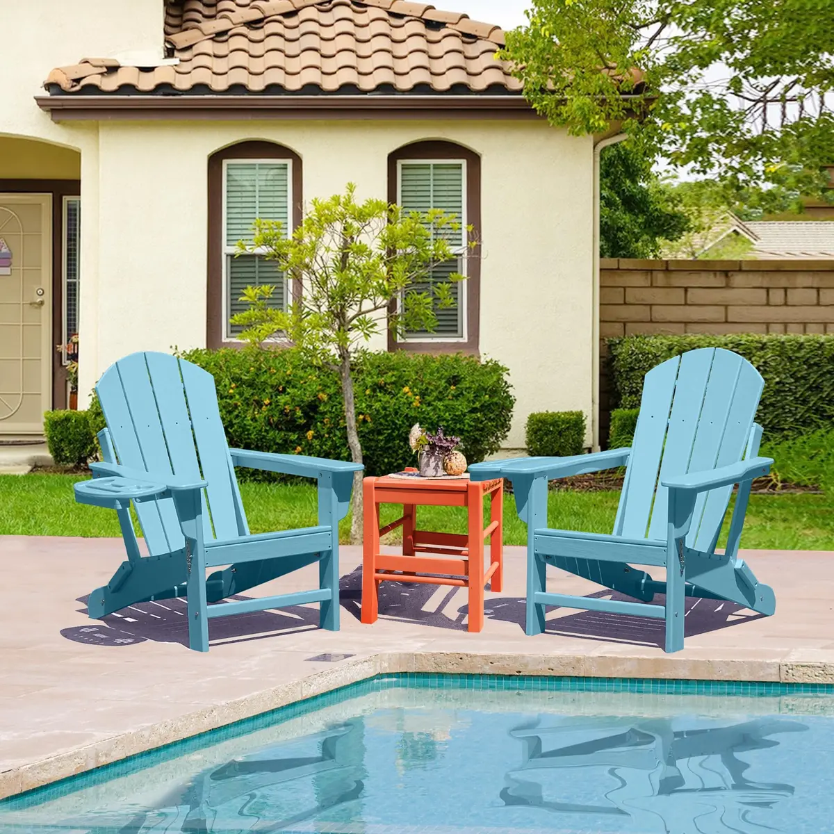 FOOWIN Folding Adirondack Chair Set of 2 | Weatherproof HDPE, 400 lbs Capacity, Ergonomic Design - view 8