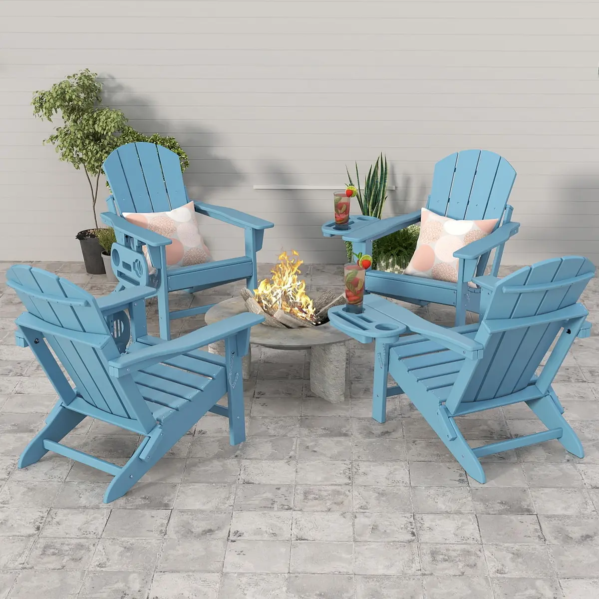 FOOWIN Folding Adirondack Chair Set of 2 | Weatherproof HDPE, 400 lbs Capacity, Ergonomic Design - view 3