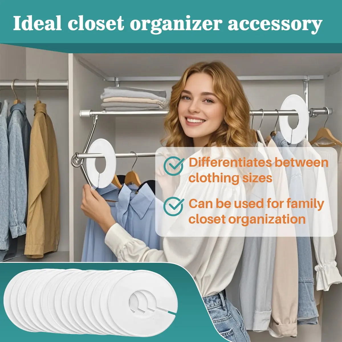 Sukh 30 Baby Closet Dividers Durable - Home Closet Organizer & Storage | White Plastic Rack Dividers, Large Hanger Labels, Hanging Clothes Size Dividers, for Boutique Settings & Nursery Essentials - view 5