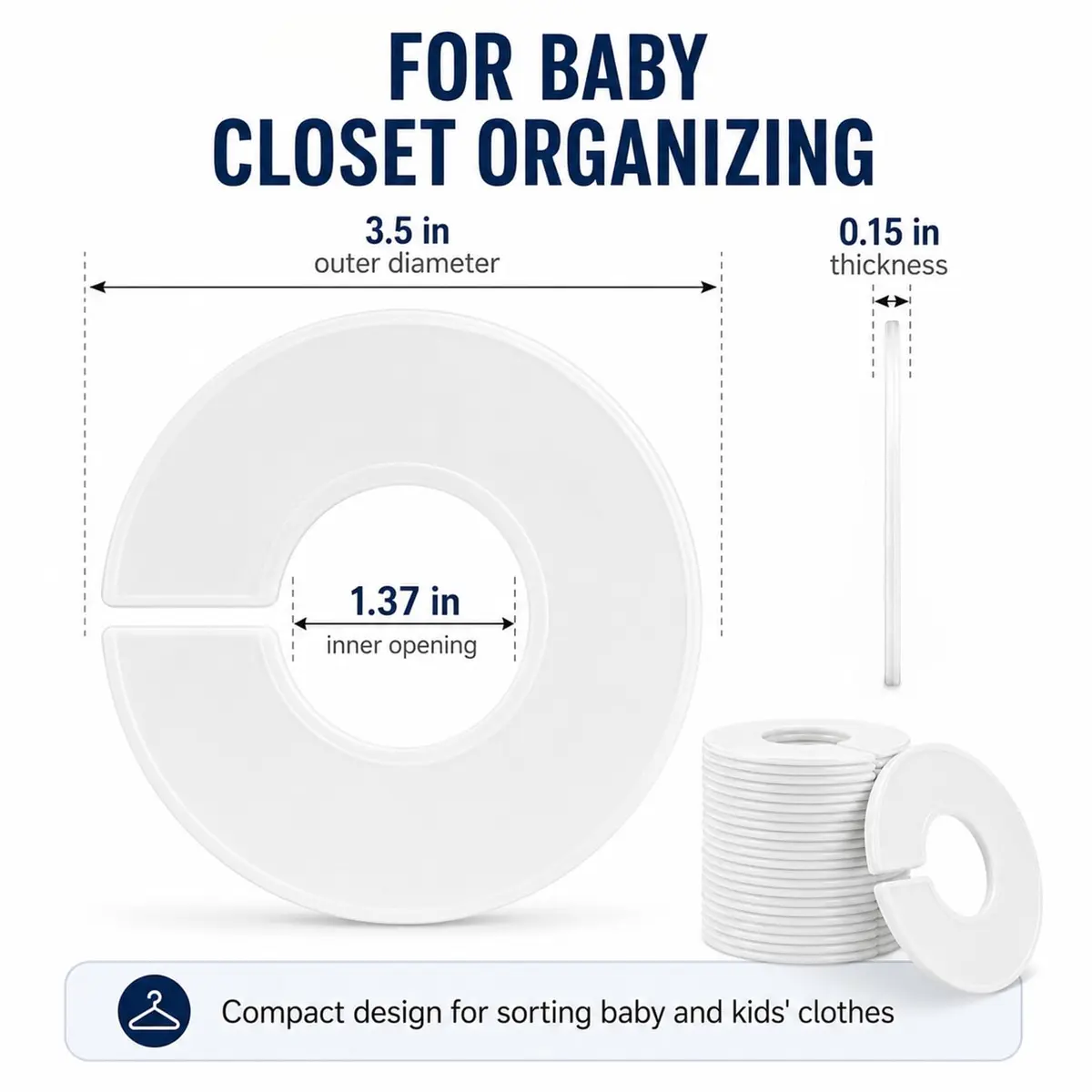 Sukh 30 Baby Closet Dividers Durable - Home Closet Organizer & Storage | White Plastic Rack Dividers, Large Hanger Labels, Hanging Clothes Size Dividers, for Boutique Settings & Nursery Essentials - view 6