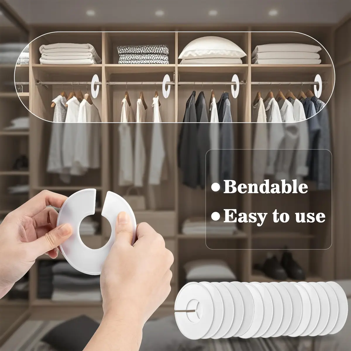 Sukh 30 Baby Closet Dividers Durable - Home Closet Organizer & Storage | White Plastic Rack Dividers, Large Hanger Labels, Hanging Clothes Size Dividers, for Boutique Settings & Nursery Essentials - view 7