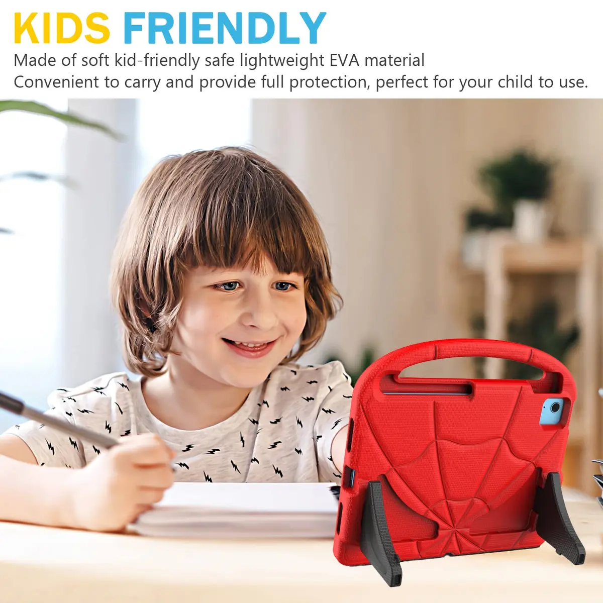 Lainergie Kids Case for iPad 10th Gen 11"/10.9" | Shockproof & Multi-Angle Stand, Red - view 6
