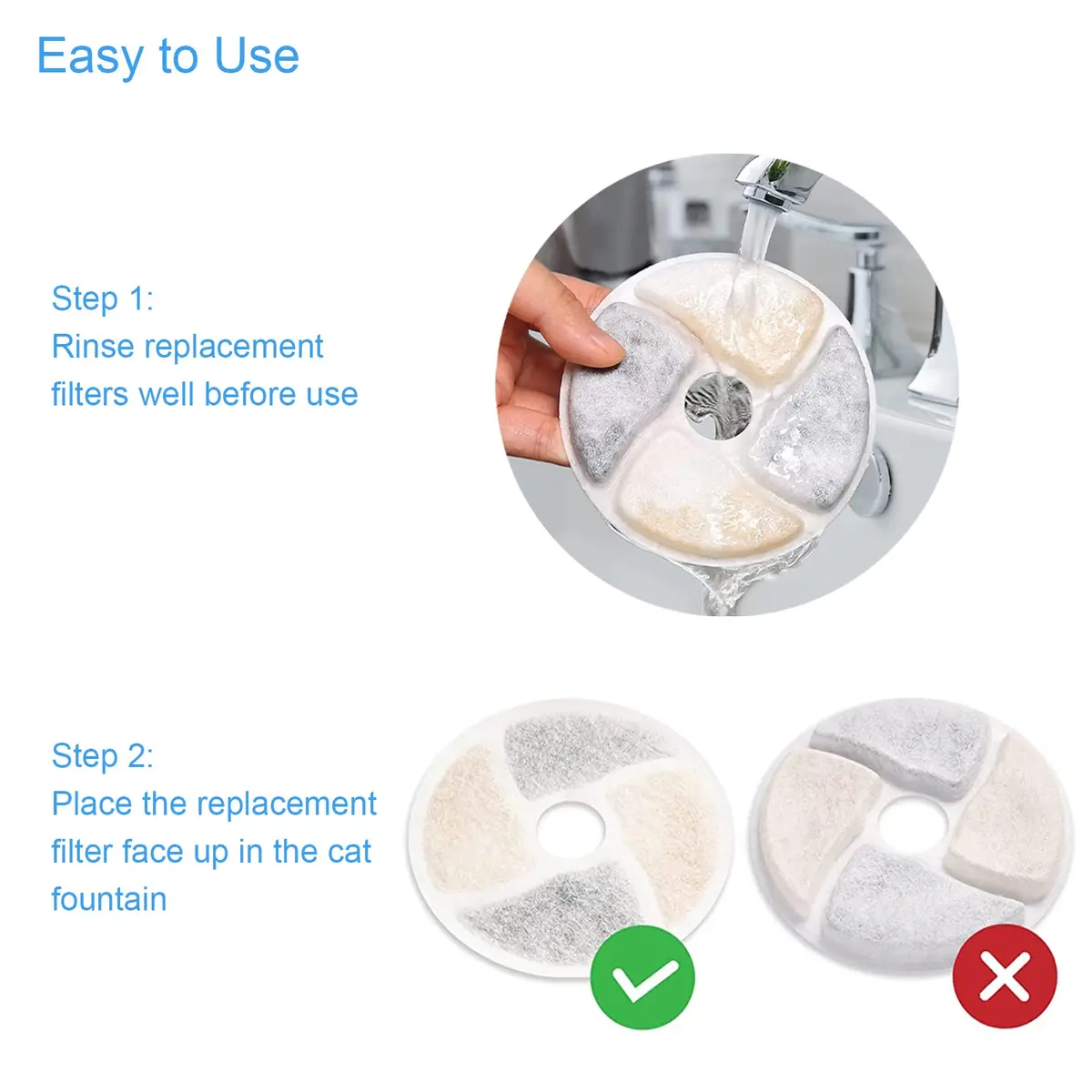 SORON Cat Water Fountain Filters, 4 Pack Replacement Filters, 4.13 inch Diameter | Advanced 3-Stage Filtration for Clean Water - view 6