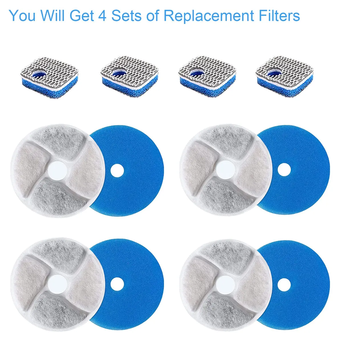 SORON Cat Water Fountain Filters, 4 Pack Replacement Filters, 4.13 inch Diameter | Advanced 3-Stage Filtration for Clean Water - view 4