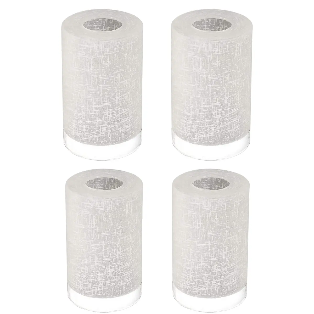 Eidonta White Linen Frosted Glass Lamp Shade Covers | 4 Pack, 5.9in Height, 3.9in Diameter, Fitter 1.65in, Cylinder Fixture, Globe Replacement - main product image