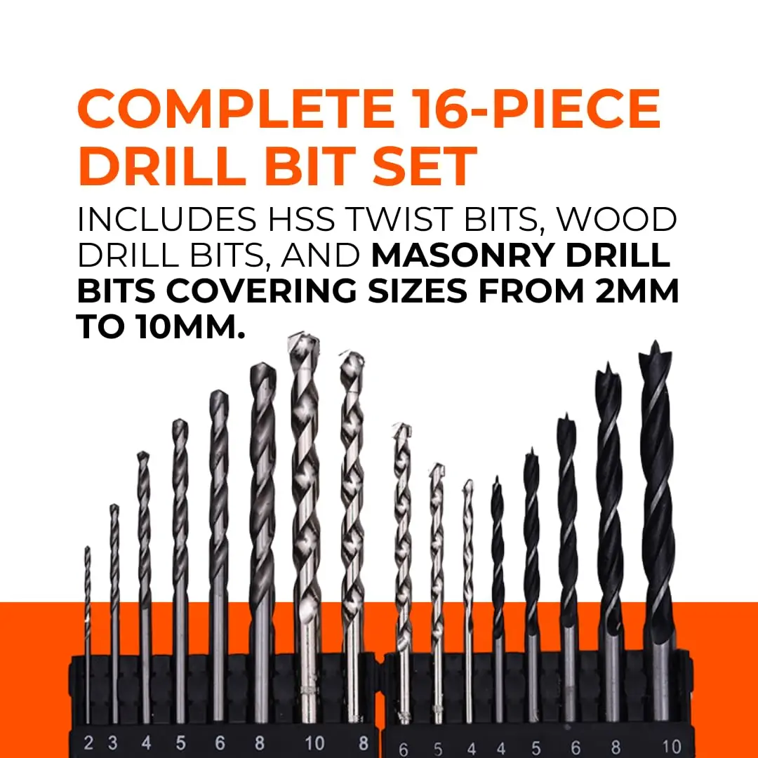 Harden 16-Piece Drill Bit Set | Multi-Material High-Speed Steel & Carbide Tipped - view 3