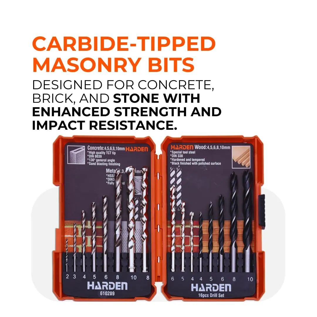 Harden 16-Piece Drill Bit Set | Multi-Material High-Speed Steel & Carbide Tipped - view 4
