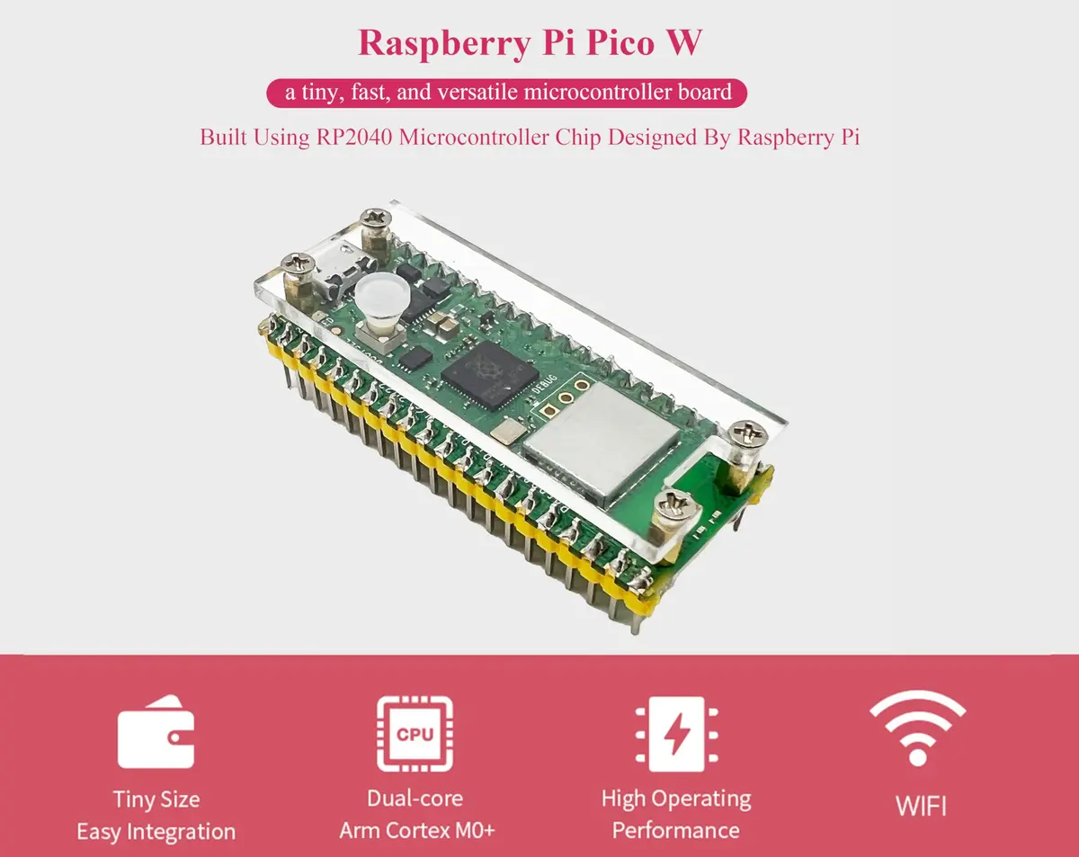 waveshare Raspberry Pi Pico W Single Board Computer 2.4 GHz Wi-Fi | Dual-Core ARM Cortex M0+ | Comes with Case & Accessories - view 3