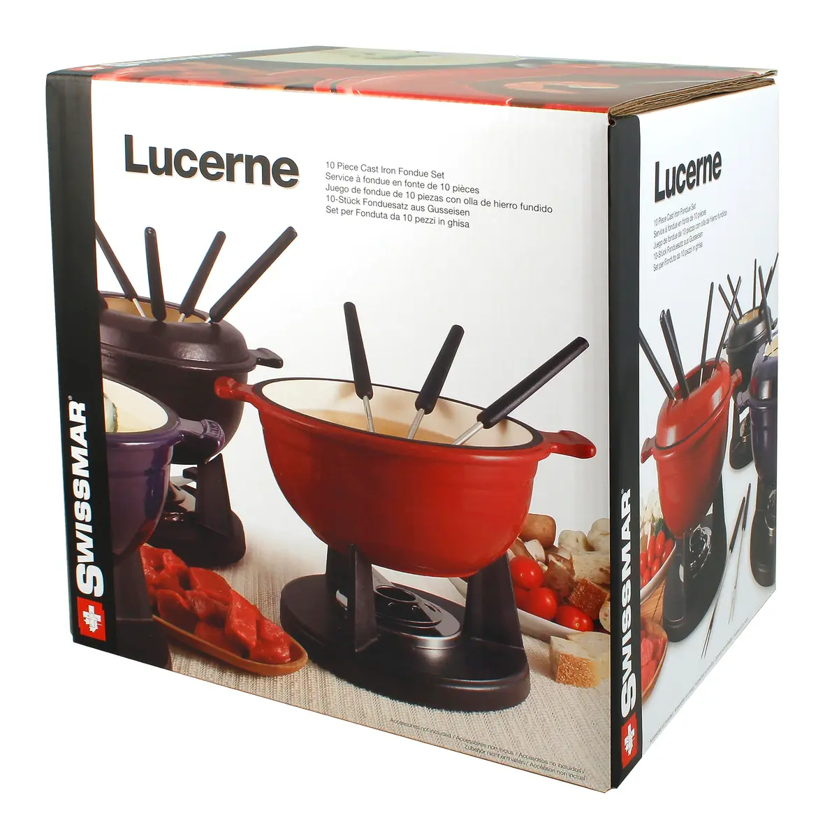 Swissmar F66541 Lucerne 10 Piece Cast Iron Fondue Set, Indigo Blue | Versatile Enameled Cast Iron for Cheese, Chocolate & Broth - view 6