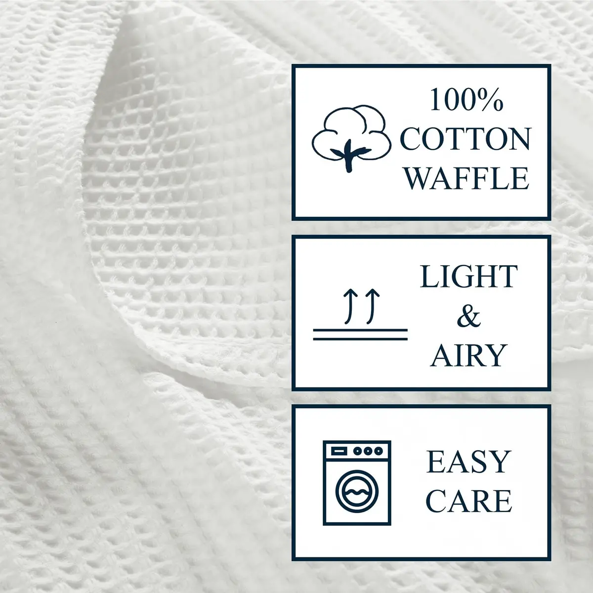 CANNON Heritage Cotton Waffle Grey Cotton Blanket Full/Queen | Breathable, Stylish, Certified - view 5