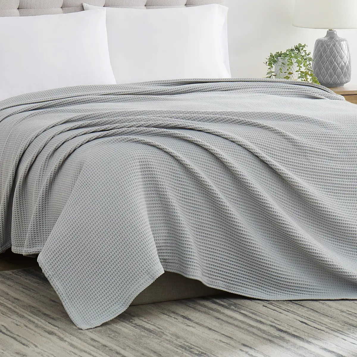 CANNON Heritage Cotton Waffle Grey Cotton Blanket Full/Queen | Breathable, Stylish, Certified - view 4