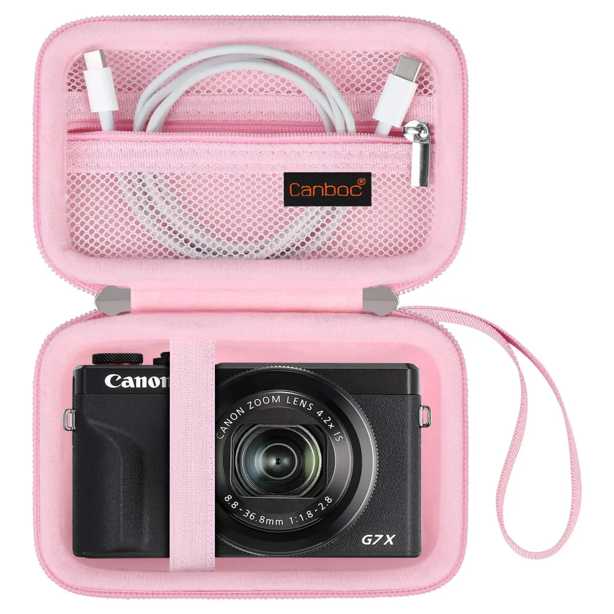 Canboc Pink Hard Camera Case for Canon G7X Mark III/II, Sony RX100 VII, RICOH GR IV 8.2cm (3.2in) | Fits Compact Digital Cameras - main product image