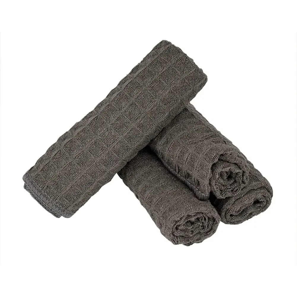 watchget Microfiber Espresso Barista Cleaning Towels 30cm x 30cm (12"x12") | 4 Pack Dark Grey Waffle Weave - view 8