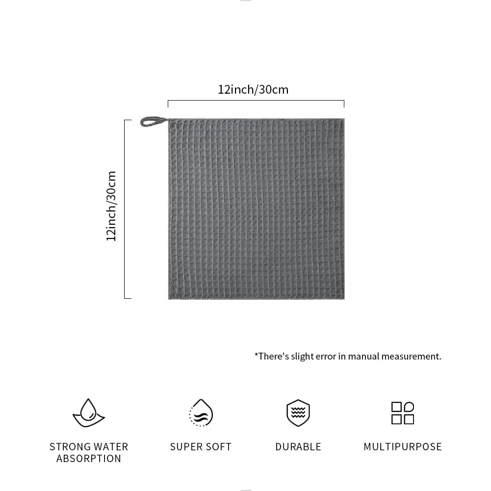 watchget Microfiber Espresso Barista Cleaning Towels 30cm x 30cm (12"x12") | 4 Pack Dark Grey Waffle Weave - view 2