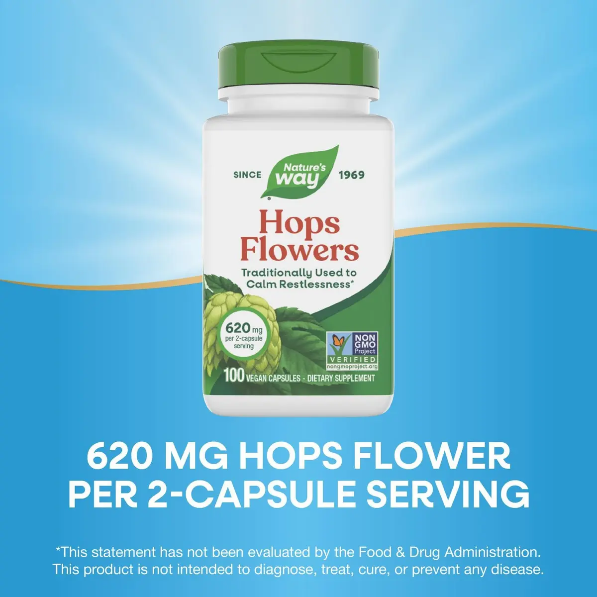 Nature's Way Hops Flowers 620 mg | Traditional Calming Herbal Supplement for Restlessness, Vegan & Gluten Free - view 4