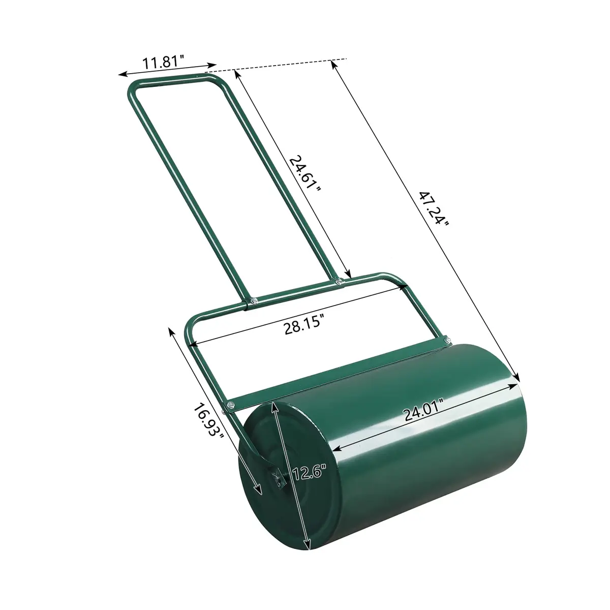 Outvita Lawn Roller, 13 Gallons, Water & Sand Filled, Green | Durable Steel, U Handle, Easy Storage - view 2