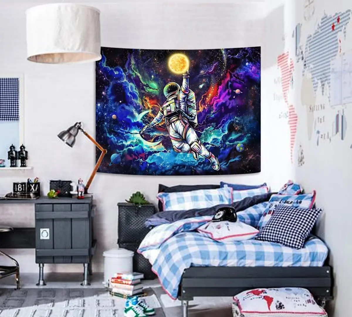 kampdream Blacklight Astronaut Space Tapestry 36×48 inch | UV Reactive Galaxy Universe Planet Glow in Dark Wall Art - view 9