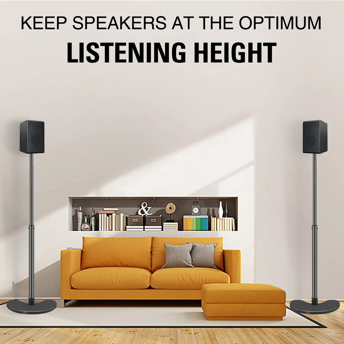 Mounting Dream Adjustable Speaker Stands Pair, 39" Max Height, 11 lbs Capacity Each | Heavy Duty Floor Stands for Home Theater - view 7