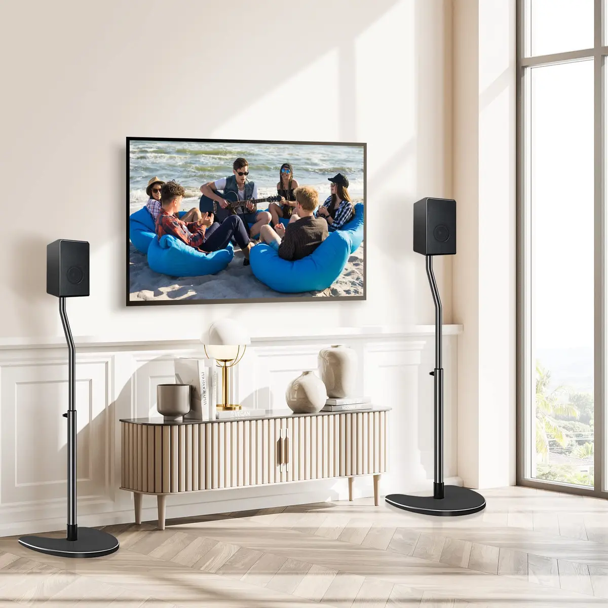 Mounting Dream Adjustable Speaker Stands Pair, 39" Max Height, 11 lbs Capacity Each | Heavy Duty Floor Stands for Home Theater - view 8