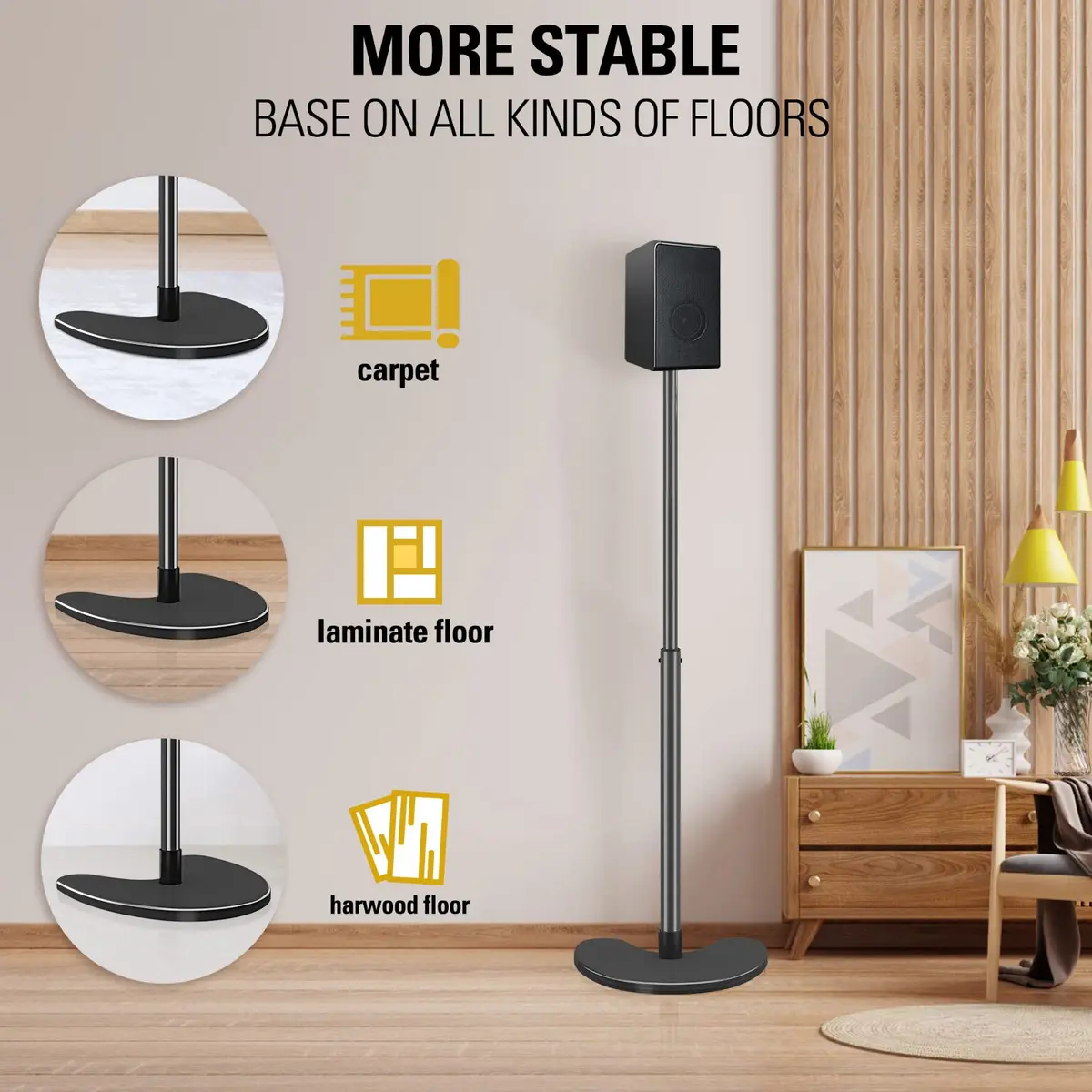 Mounting Dream Adjustable Speaker Stands Pair, 39" Max Height, 11 lbs Capacity Each | Heavy Duty Floor Stands for Home Theater - view 3